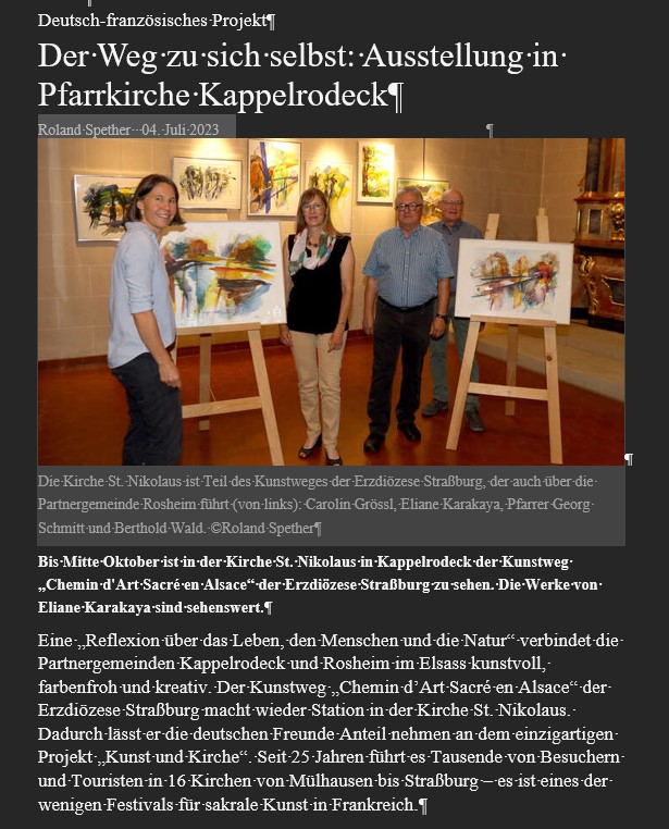 Eliane Karakaya Ausstellung in Pfarrkirche Kappelrodeck